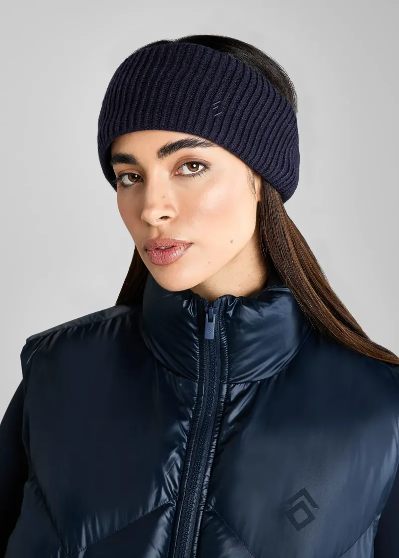 Aztec Diamond Knitted Headband - Navy