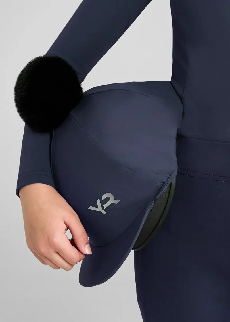 Aztec Diamond Young Rider Pom Hat Silk - Navy