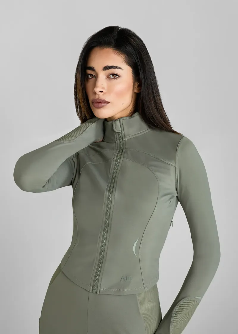 Aztec Diamond Cropped Fitted Jacket - Sage