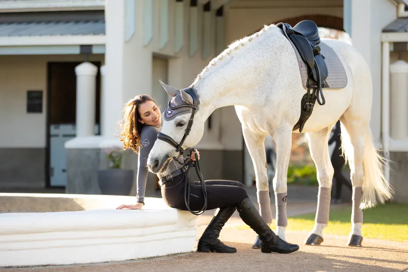 LeMieux Suede Dressage Square - Grey - Large-1