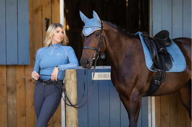 LeMieux Suede Dressage Saddle Pad Square - Ice Blue - Large-1