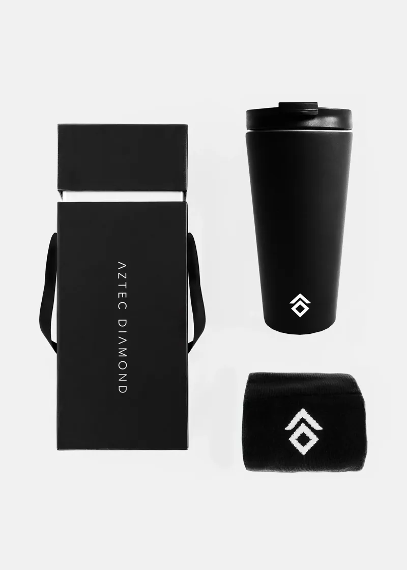 Aztec Diamond Young Rider Travel Mug and Socks Gift Box - Black