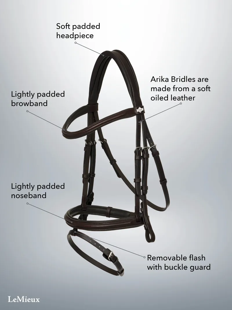 LeMieux Arika Flash Bridle Brown/Silver-5