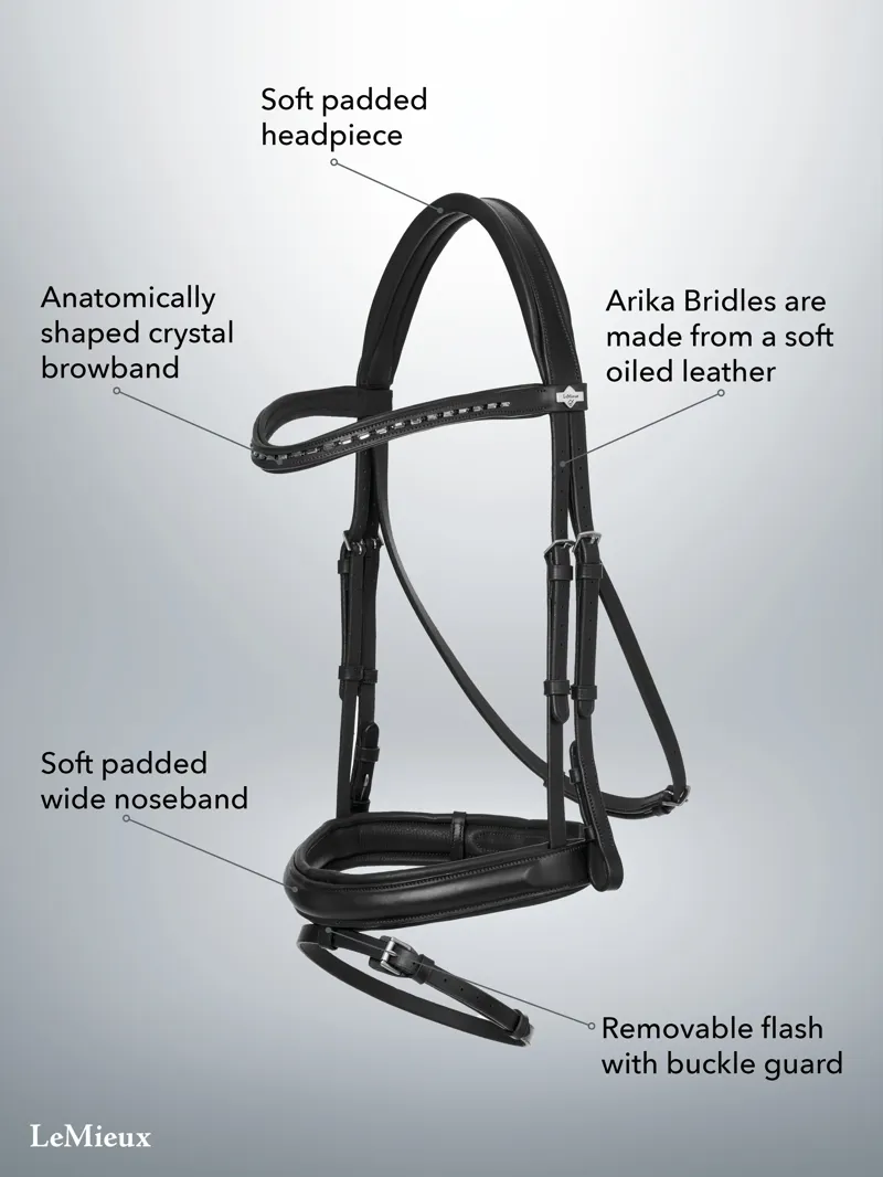 LeMieux Arika Dressage Bridle Black/Silver Full-5
