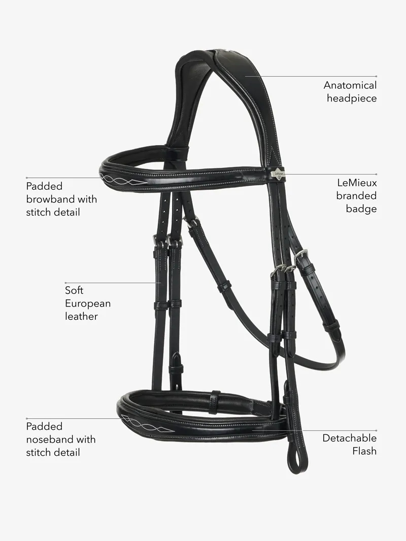 LeMieux Kudos Competition Flash Bridle Havana-1