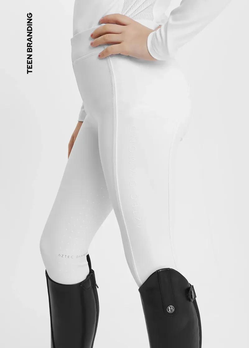 Aztec Diamond Young Rider Full Seat Leggings - White