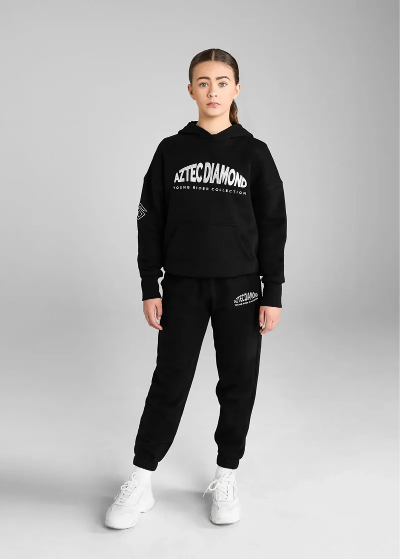 Aztec Diamond Young Rider Pull On Hoodie - Black/Grey-3