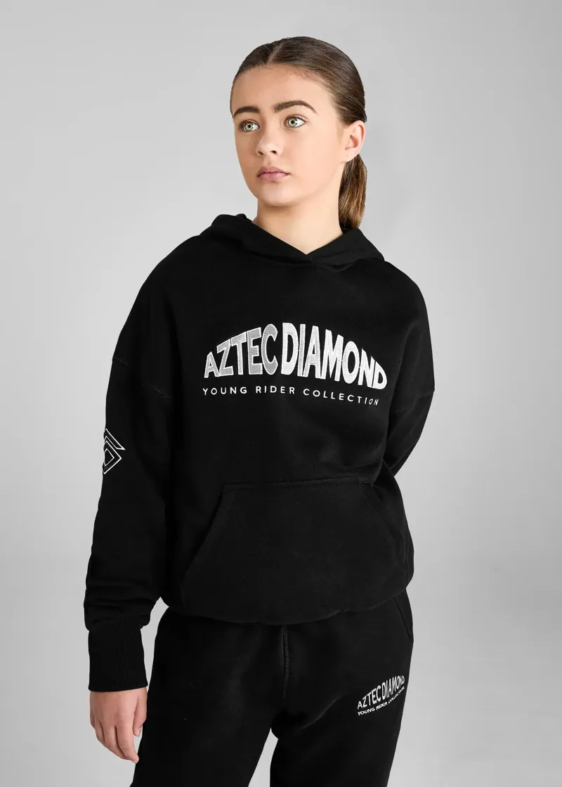Aztec Diamond Young Rider Pull On Hoodie - Black/Grey