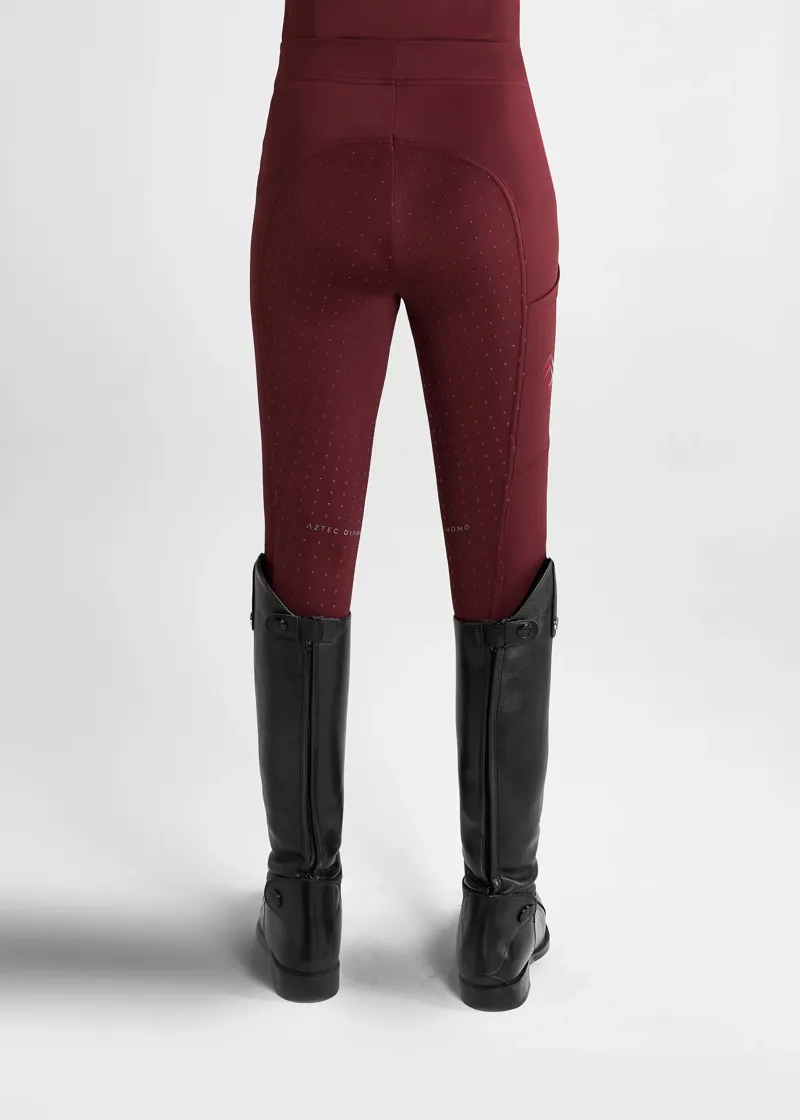 Aztec Diamond Young Rider Full Seat Leggings - Cherry-2
