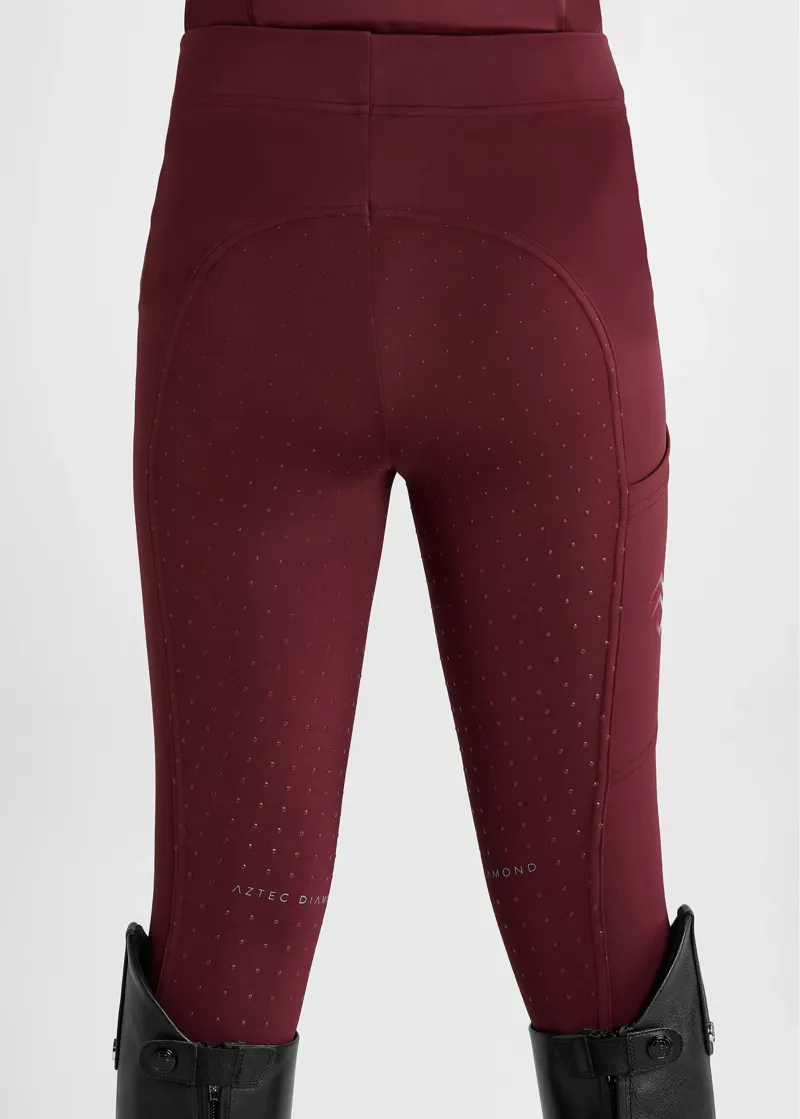 Aztec Diamond Young Rider Full Seat Leggings - Cherry-3