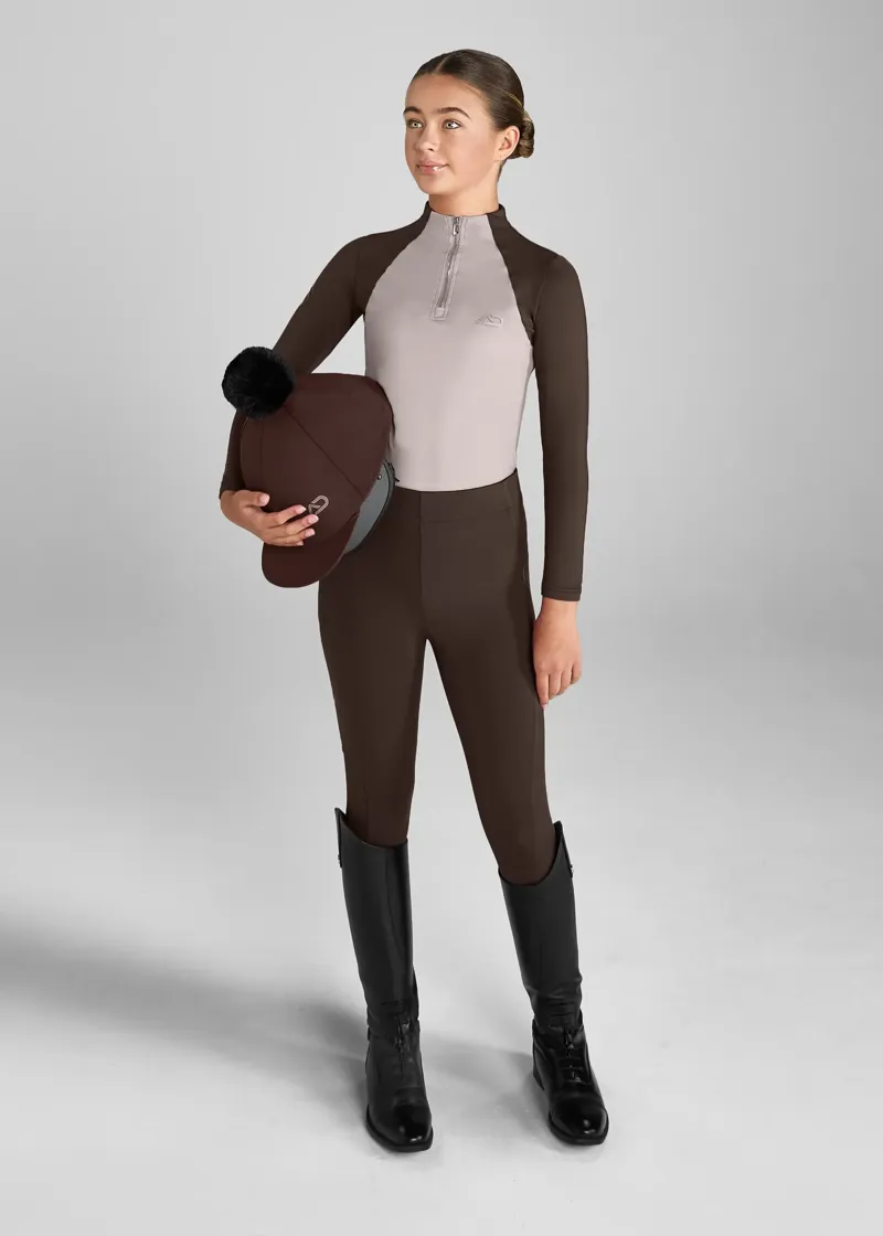 Aztec Diamond Young Rider Pom Hat Silk - Mocha-1